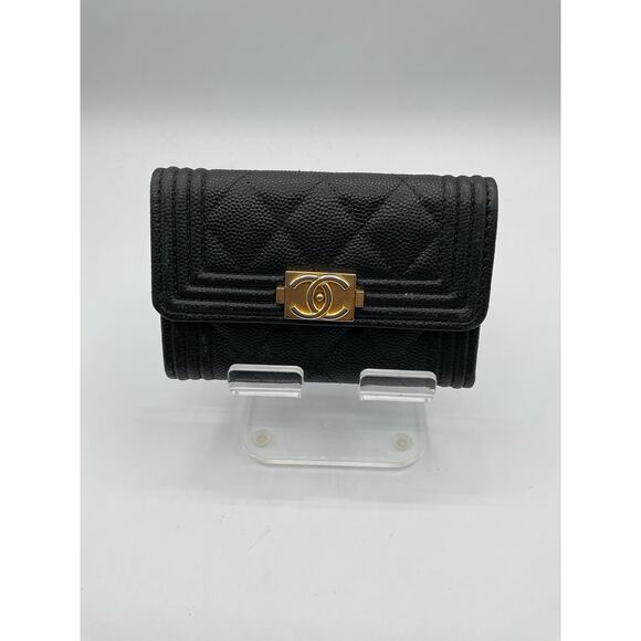 Chanel Wallet- Black and Gold, 4.5 x 3 in - Picture 1 of 8